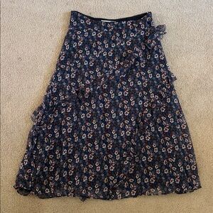 Joie Black Floral Silk Caillie Skirt Women's Skirt Caviar